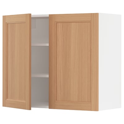 SEKTION Gabinete de pared+2 puertas, blanco/Vedhamn roble, 36x15x30 "