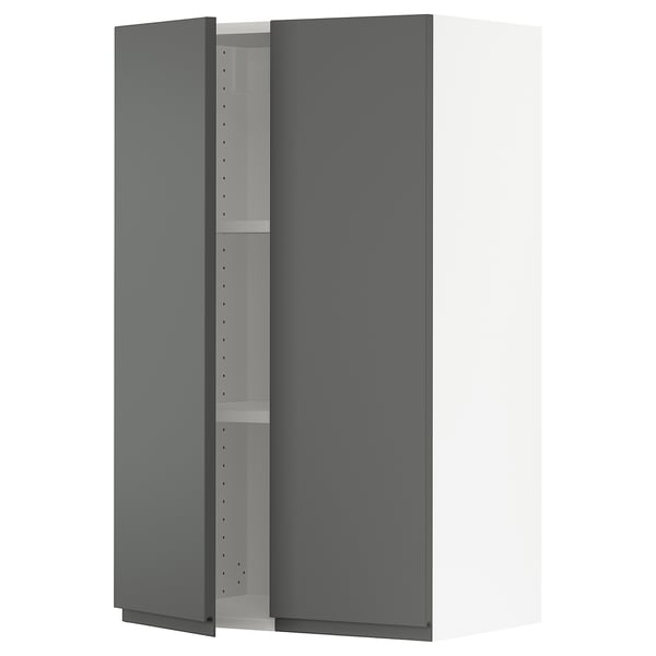 SEKTION Gabinete de pared+2 puertas, blanco/Voxtorp gris oscuro, 24x15x40 "