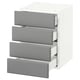SEKTION Gabinete de pared+4 cajones, blanco Maximera/Bodbyn gris, 15x15x20 "