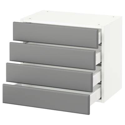 SEKTION Gabinete de pared+4 cajones, blanco Maximera/Bodbyn gris, 24x15x20 "