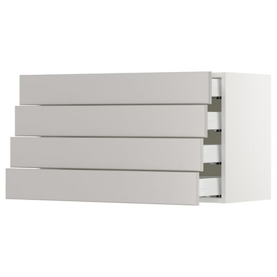 SEKTION Gabinete de pared+4 cajones, blanco Maximera/Lerhyttan gris claro, 36x15x20 "