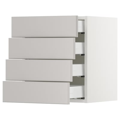 SEKTION Gabinete de pared+4 cajones, blanco Maximera/Lerhyttan gris claro, 18x15x20 "