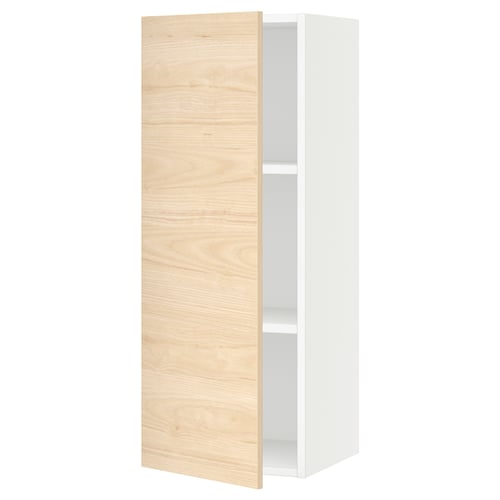 SEKTION Gabinete de pared, blanco/Askersund efecto de fresno claro, 15x15x40 "