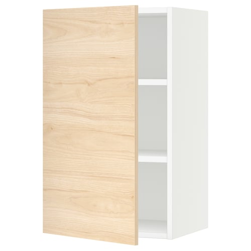 SEKTION Gabinete de pared, blanco/Askersund efecto de fresno claro, 18x15x30 "