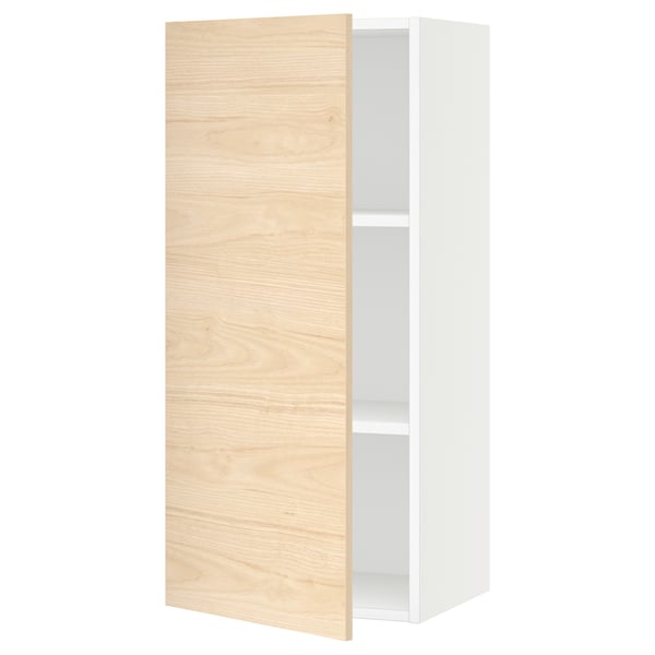 SEKTION Gabinete de pared, blanco/Askersund efecto de fresno claro, 18x15x40 "