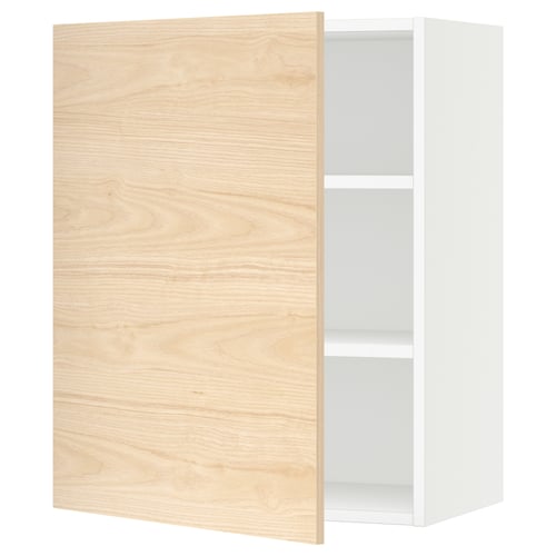 SEKTION Gabinete de pared, blanco/Askersund efecto de fresno claro, 24x15x30 "