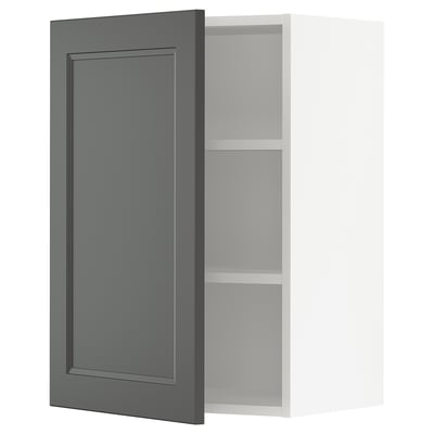 SEKTION Gabinete de pared, blanco/Axstad gris oscuro, 21x15x30 "