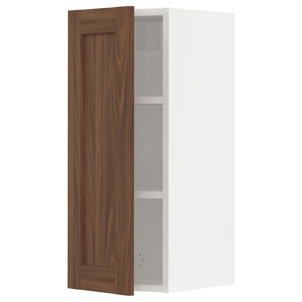 SEKTION Gabinete de pared, blanco Enköping/marrón efecto de nogal, 12x15x30 "