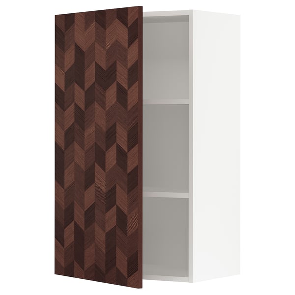 SEKTION Gabinete de pared, blanco Hasslarp/marrón con diseño, 24x15x40 "