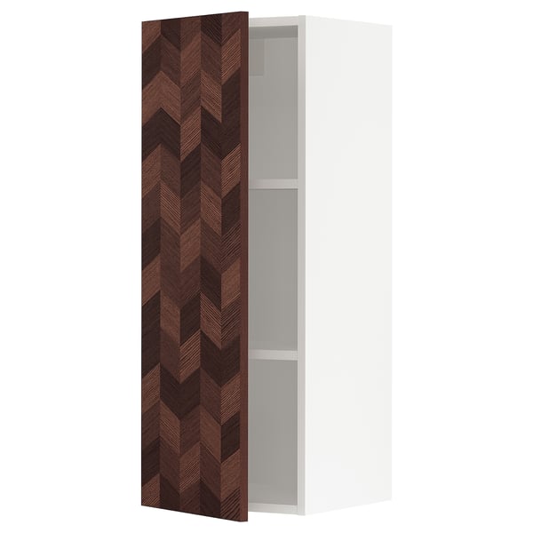 SEKTION Gabinete de pared, blanco Hasslarp/marrón zurdo, 15x15x40 "
