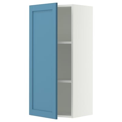 SEKTION Gabinete de pared, blanco/Lerhyttan azul, 18x15x40 "
