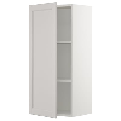 SEKTION Gabinete de pared, blanco/Lerhyttan gris claro, 18x15x40 "