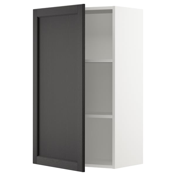 SEKTION Gabinete de pared, blanco/Lerhyttan teñido en negro, 24x15x40 "