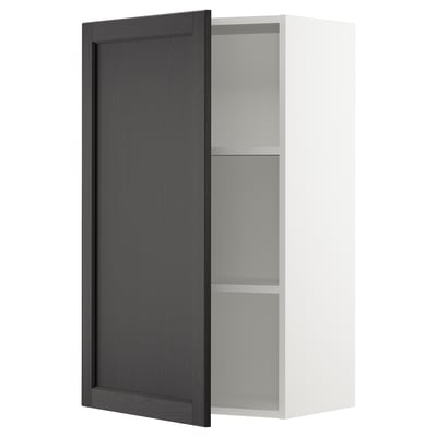 SEKTION Gabinete de pared, blanco/Lerhyttan teñido en negro, 24x15x40 "