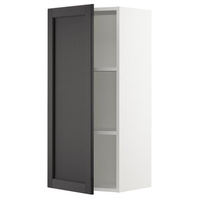 SEKTION Gabinete de pared, blanco/Lerhyttan teñido en negro, 18x15x40 "
