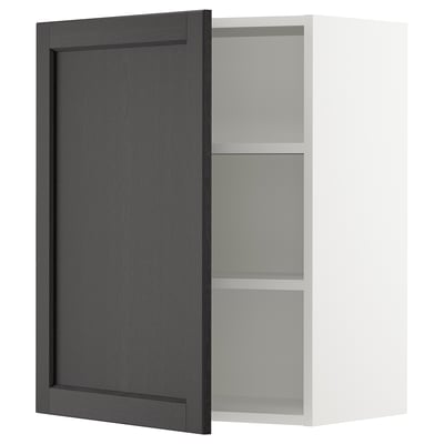 SEKTION Gabinete de pared, blanco/Lerhyttan teñido en negro, 24x15x30 "
