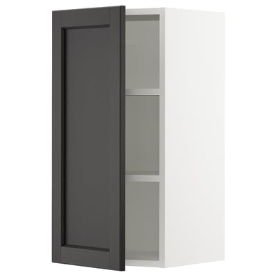 SEKTION Gabinete de pared, blanco/Lerhyttan teñido en negro, 15x15x30 "