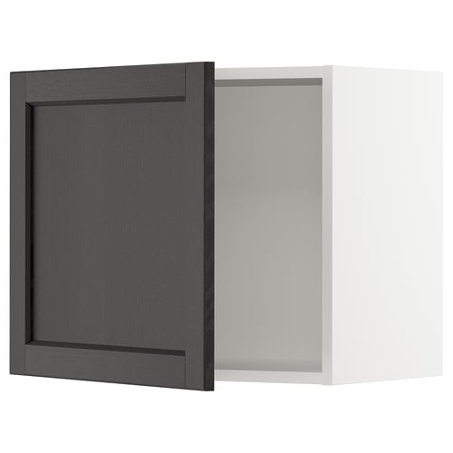 SEKTION Gabinete de pared, blanco/Lerhyttan teñido en negro, 24x15x20 "