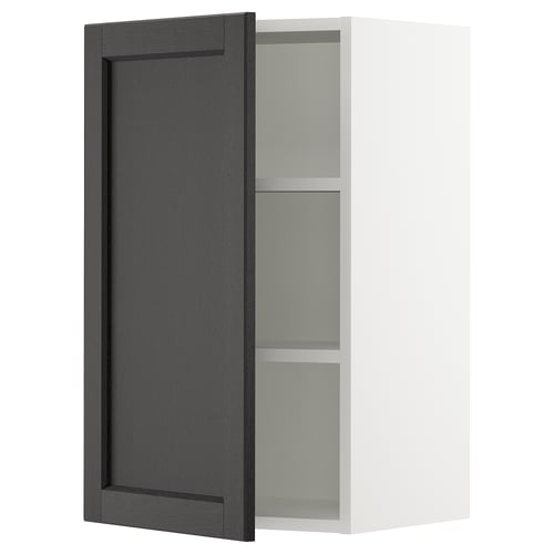 SEKTION Gabinete de pared, blanco/Lerhyttan teñido en negro, 18x15x30 "