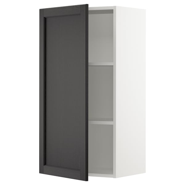 SEKTION Gabinete de pared, blanco/Lerhyttan teñido en negro, 21x15x40 "