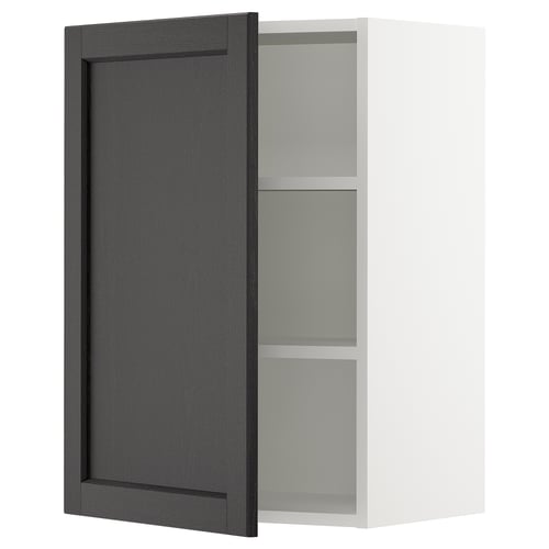 SEKTION Gabinete de pared, blanco/Lerhyttan teñido en negro, 21x15x30 "