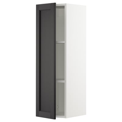 SEKTION Gabinete de pared, blanco/Lerhyttan teñido en negro, 12x15x40 "