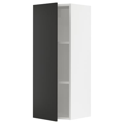 SEKTION Gabinete de pared, blanco/Nickebo antracita mate, 15x15x40 "