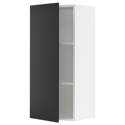 SEKTION Gabinete de pared, blanco/Nickebo antracita mate, 18x15x40 "