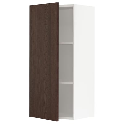SEKTION Gabinete de pared, blanco/Sinarp marrón, 18x15x40 "