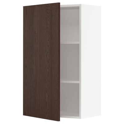 SEKTION Gabinete de pared, blanco/Sinarp marrón, 24x15x40 "