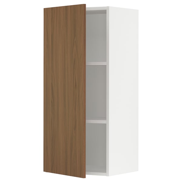 SEKTION Gabinete de pared, blanco/Tistorp efecto nogal marrón, 18x15x40 "
