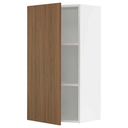 SEKTION Gabinete de pared, blanco/Tistorp efecto nogal marrón, 21x15x40 "