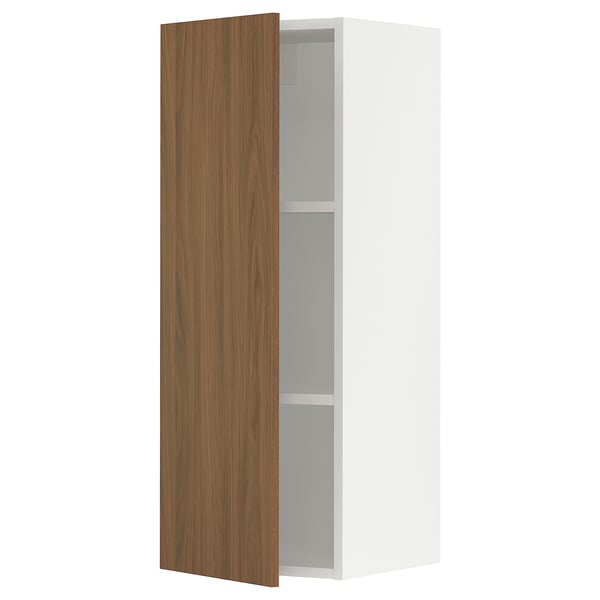 SEKTION Gabinete de pared, blanco/Tistorp efecto nogal marrón, 15x15x40 "