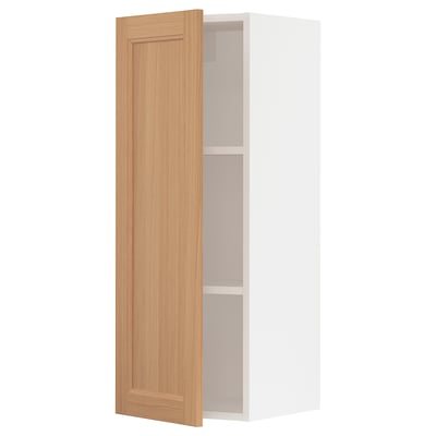 SEKTION Gabinete de pared, blanco/Vedhamn roble, 15x15x40 "