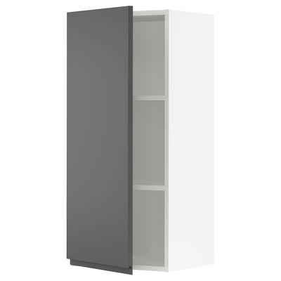 SEKTION Gabinete de pared, blanco/Voxtorp gris oscuro, 18x15x40 "