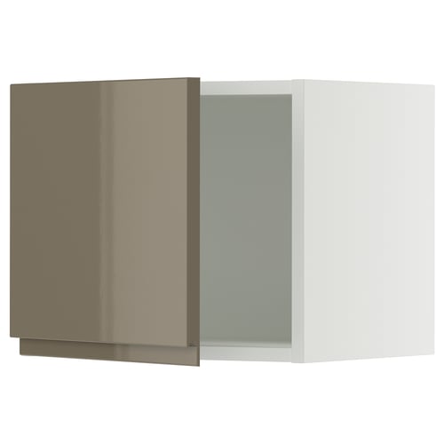 SEKTION Gabinete de pared, blanco/Voxtorp marrón grisáceo oscuro alto brillo, 18x15x15 "