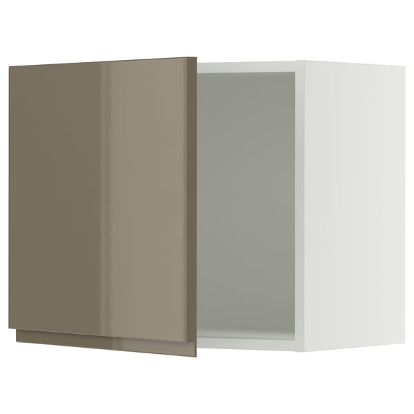 SEKTION Gabinete de pared, blanco/Voxtorp marrón grisáceo oscuro alto brillo, 24x15x20 "