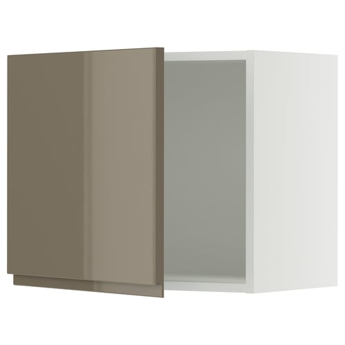 SEKTION Gabinete de pared, blanco/Voxtorp marrón grisáceo oscuro alto brillo, 24x15x20 "
