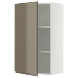 SEKTION Gabinete de pared, blanco/Voxtorp marrón grisáceo oscuro alto brillo, 24x15x40 "