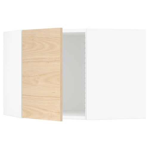 SEKTION Gabinete de pared de esquina, blanco/Askersund efecto de fresno claro, 26x15x20 "