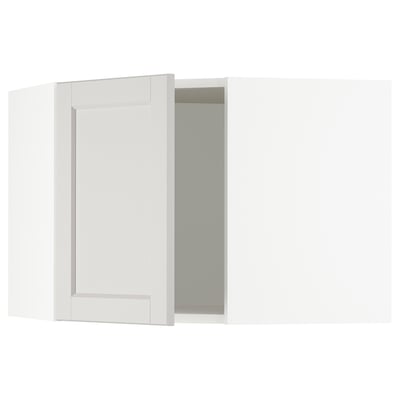 SEKTION Gabinete de pared de esquina, blanco/Lerhyttan gris claro, 26x15x20 "