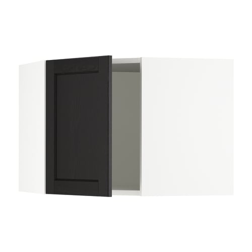 SEKTION Gabinete de pared de esquina, blanco/Lerhyttan teñido en negro, 26x15x20 "