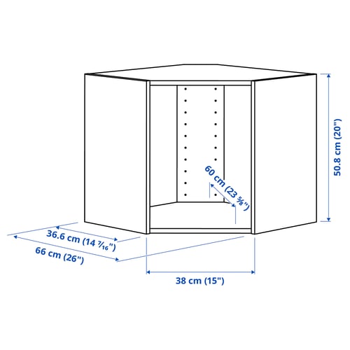 SEKTION Gabinete de pared de esquina, blanco, 26x14 3/4x20 "