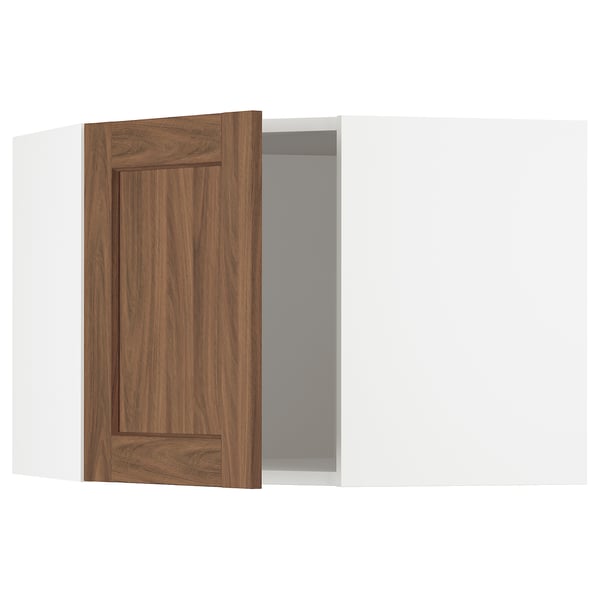 SEKTION Gabinete de pared esquina, blanco Enköping/marrón efecto de nogal, 26x15x20 "