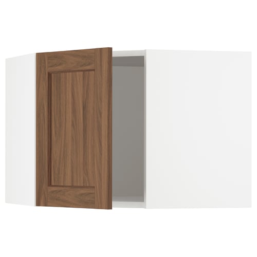 SEKTION Gabinete de pared esquina, blanco Enköping/marrón efecto de nogal, 26x15x20 "