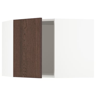SEKTION Gabinete de pared esquina, blanco/Sinarp marrón, 26x15x20 "