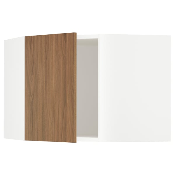 SEKTION Gabinete de pared esquina, blanco/Tistorp efecto nogal marrón, 26x15x20 "