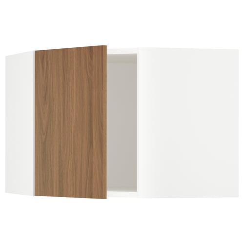 SEKTION Gabinete de pared esquina, blanco/Tistorp efecto nogal marrón, 26x15x20 "