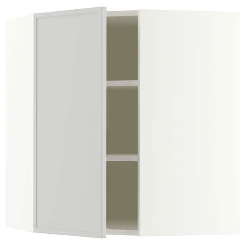 SEKTION Gabinete de pared esquina+estantes, blanco/Aspudden gris claro, 26x15x30 "