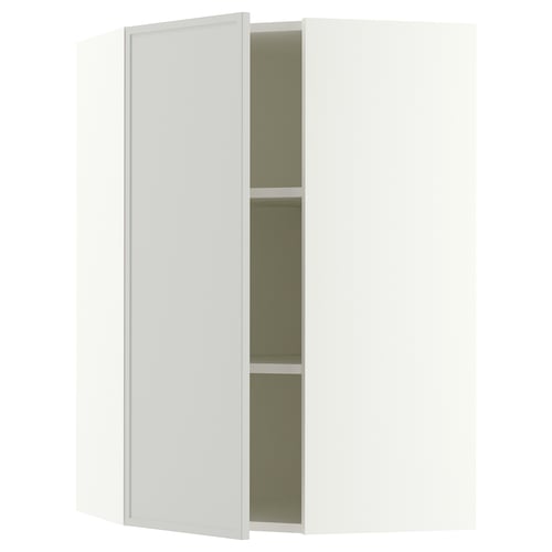 SEKTION Gabinete de pared esquina+estantes, blanco/Aspudden gris claro, 26x15x40 "
